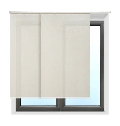 panel track blinds installed outside the window frame