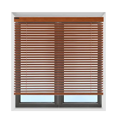 wood blinds installed in the frame